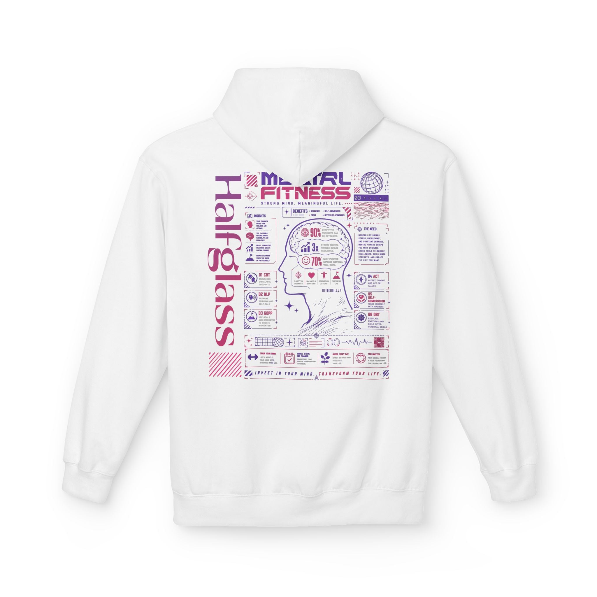 Halfglass Mental Fitness Hoodie — Infographic Wellness Pullover