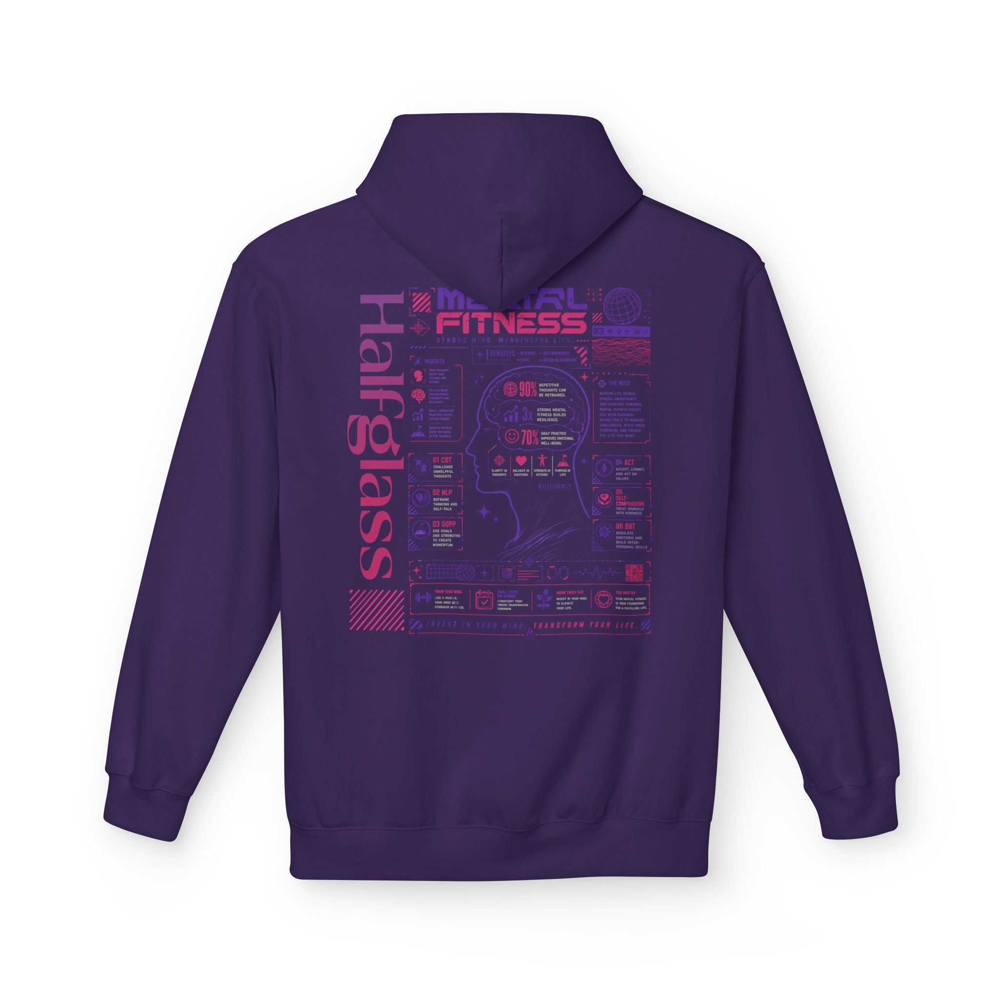 Halfglass Mental Fitness Hoodie — Infographic Wellness Pullover