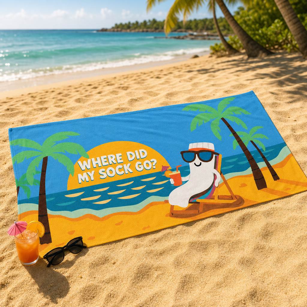 Where Did My Sock Go - Beach Towel — editorial
