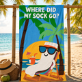 Where Did My Sock Go Beach Towel Vertical — editorial