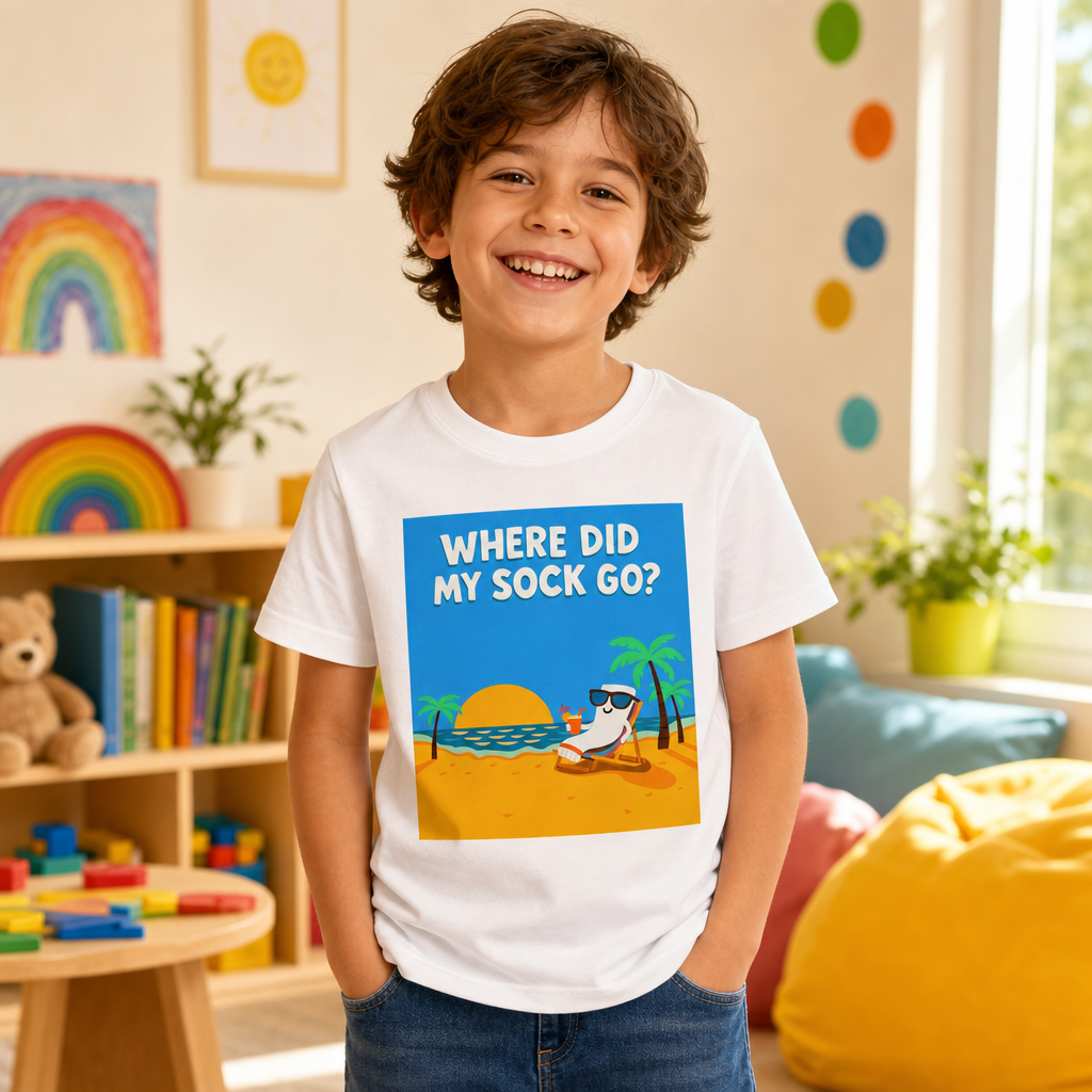Where Did My Sock Go - Kids Organic Cotton Kids T-shirt — editorial